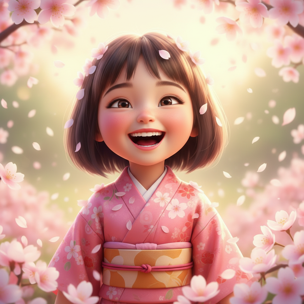 Girl with cherry blossoms