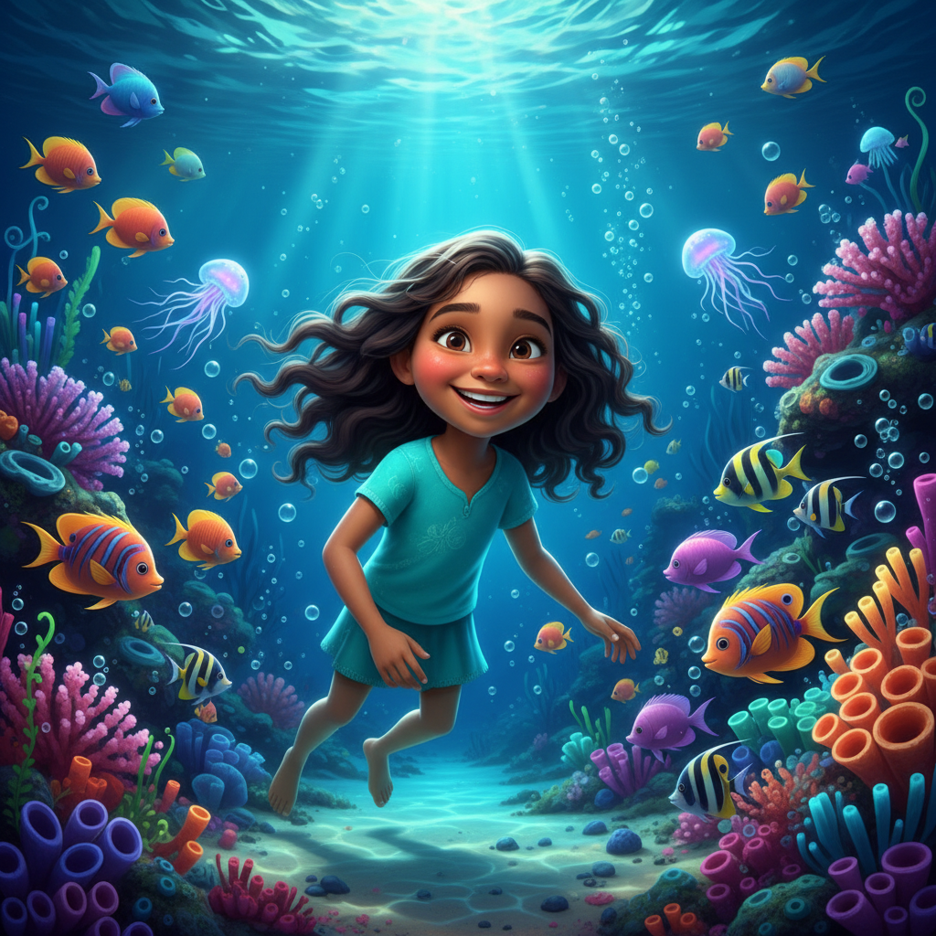 Australian girl exploring reef